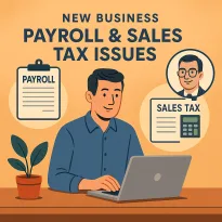 Cambridge entrepreneur reviewing payroll and sales tax documents with a CPA, symbolizing audit help for startups.