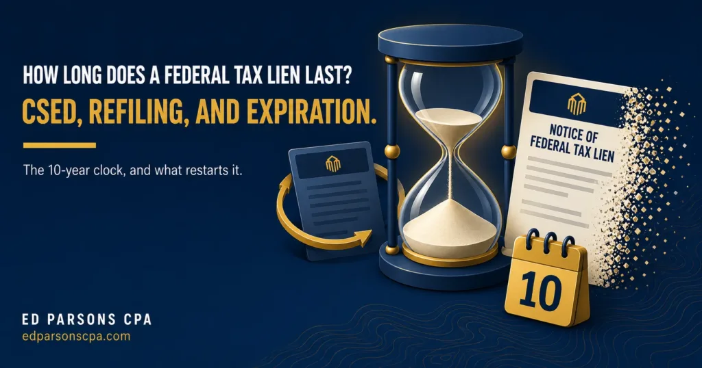 How Long Does a Federal Tax Lien Last? CSED, Refiling, and Expiration. How Long Does a Federal Tax Lien Last? CSED, Refiling, and Expiration | ED Parsons CPA