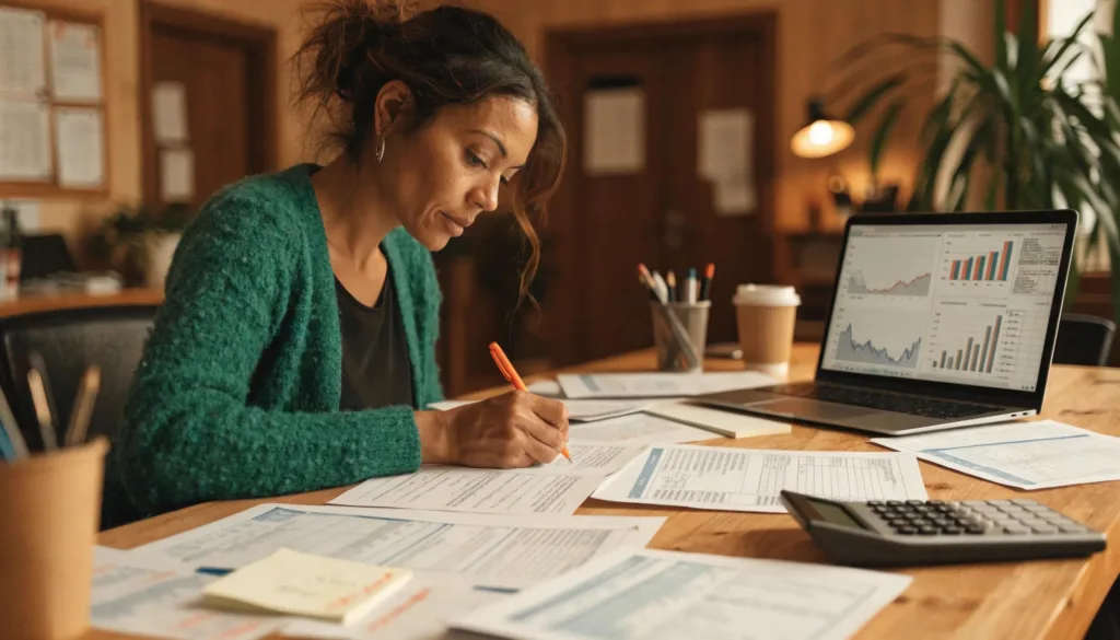 Essential Guide to Form 5471: Handle GILTI with Confidence CPA reviewing tax documents in an organized office space, representing tax compliance.