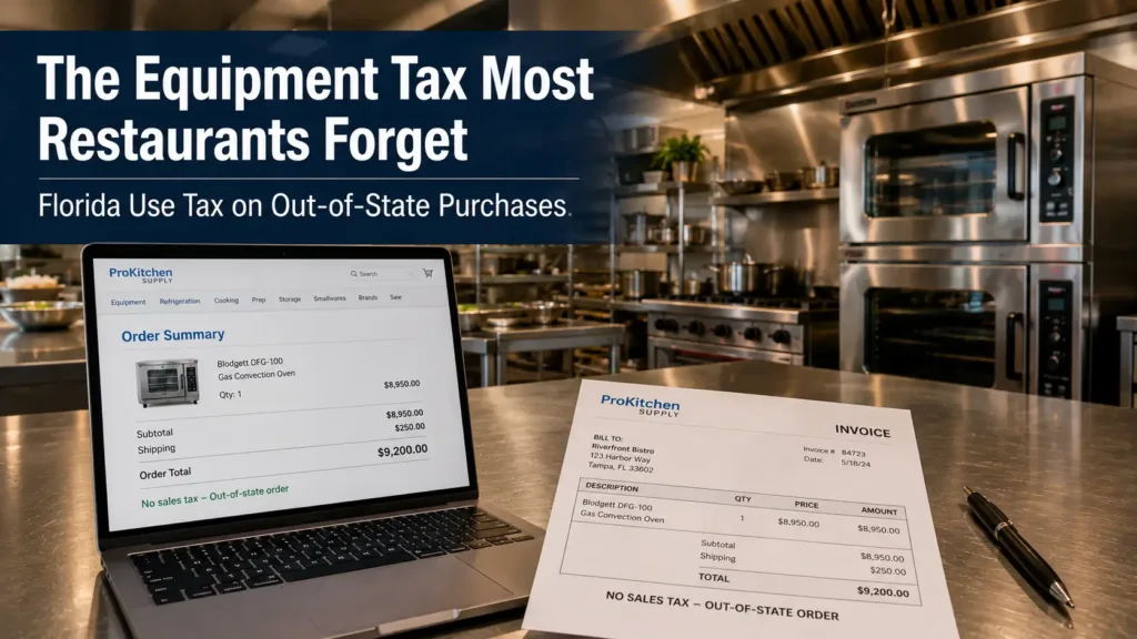 Florida restaurant kitchen equipment bought out of state that may owe use tax