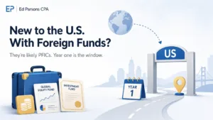 New to the U.S. With Foreign Funds Hero Illustration