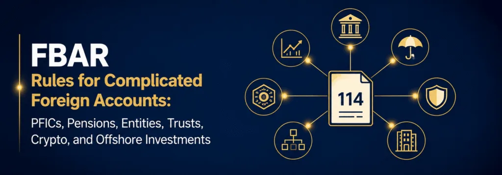 FBAR Rules for Complicated Foreign Accounts: PFICs, Pensions, Entities, Trusts, Crypto & Offshore Investments